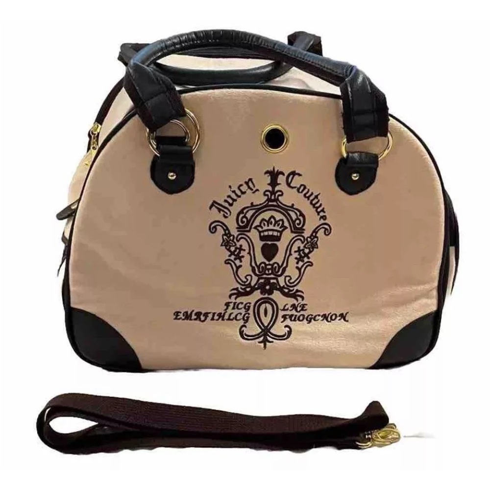 Juicy Couture Pet Carrier Crown Pink Faux Suede Small Dog or Cat NWOT